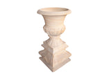 Yellow Teak Stone Urn Pedestal