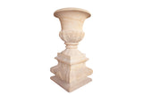 Yellow Teak Stone Urn With Pedestal