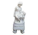 Girl with Her Dog Marble Sculpture
