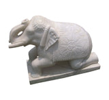 White Marble Elephant Sculpture