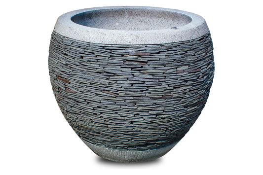 Dark Grey Barrel Pillar Planter