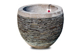 Dark Grey Pebble-Finish Barrel Planter