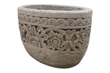 Bali Artisan Carved Stone Bowl Planter