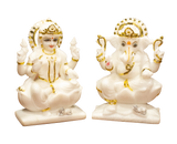 Traditional Marble Laxmi Ganesh Idol