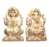 Marble Laxmi Ganesh Idol Set