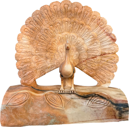 The Joyous Peacock Stone Sculpture