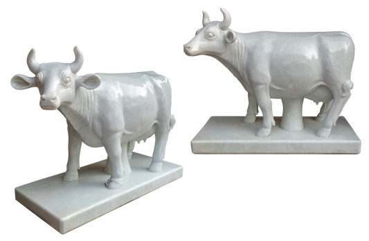 White Marble Cow Sculpture