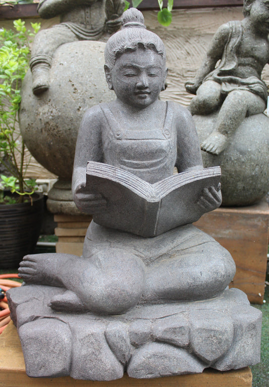 Girl Reading Book Stone Sculpture