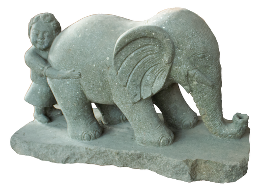 Tender Embrace – Girl & Elephant Sculpture