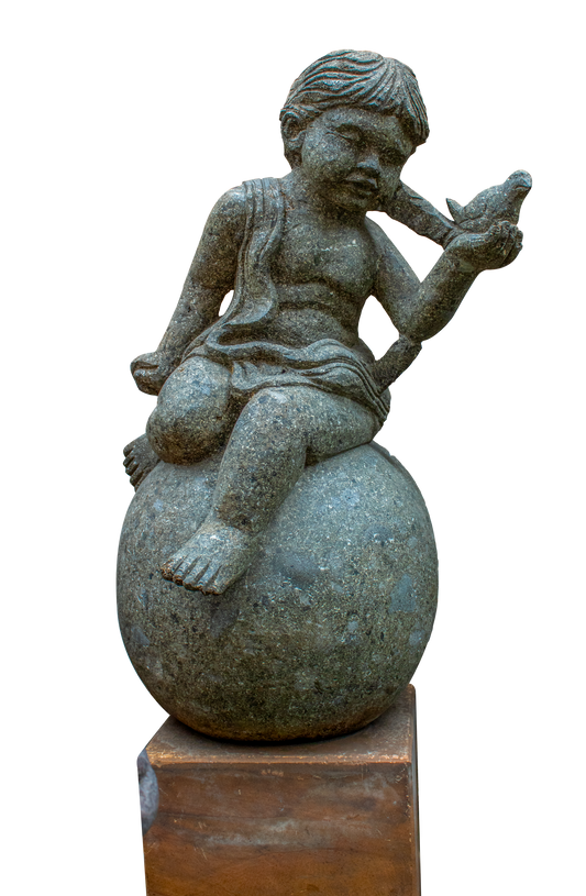 Cherubs on Ball Stone Sculpture