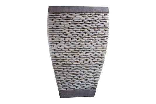 White Pebble-Finish Pillar Planter