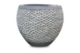 White Pebble-Finish Barrel Planter