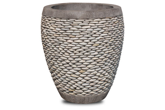 White Pebble-Finish Urn Planter
