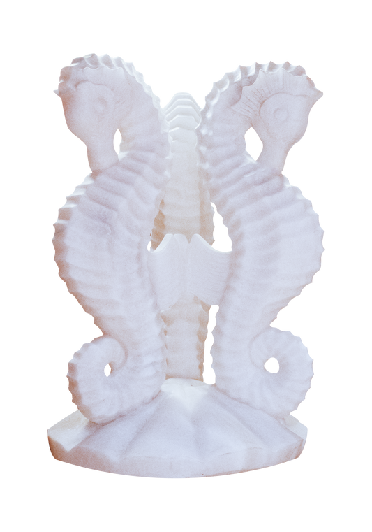 Ocean’s Trio Sea Horse Stone Sculpture