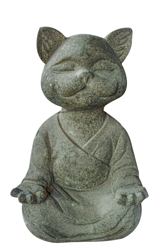 Meditating Cat Stone Sculpture