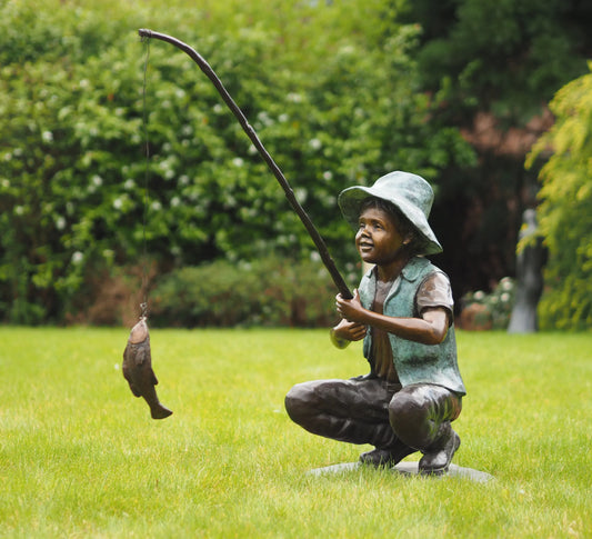Boy Caught Fishing Sculpture