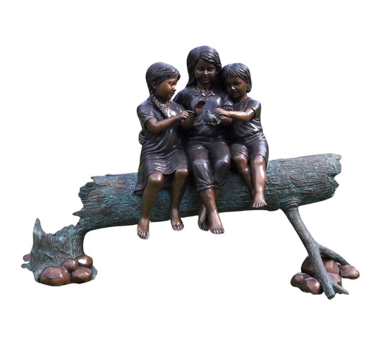 3 Children On Tree Log