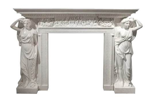 European Classic White Marble Fireplace