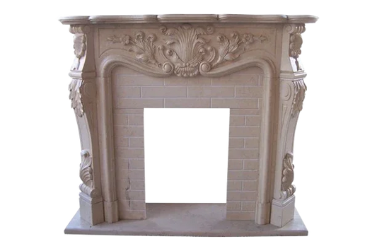 Rococo Style Carved Marble Fireplace